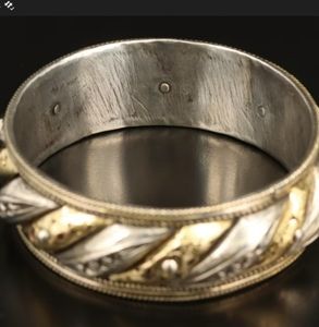 Estate HEAVY Sterling Silver Handmade Resin Bracelet